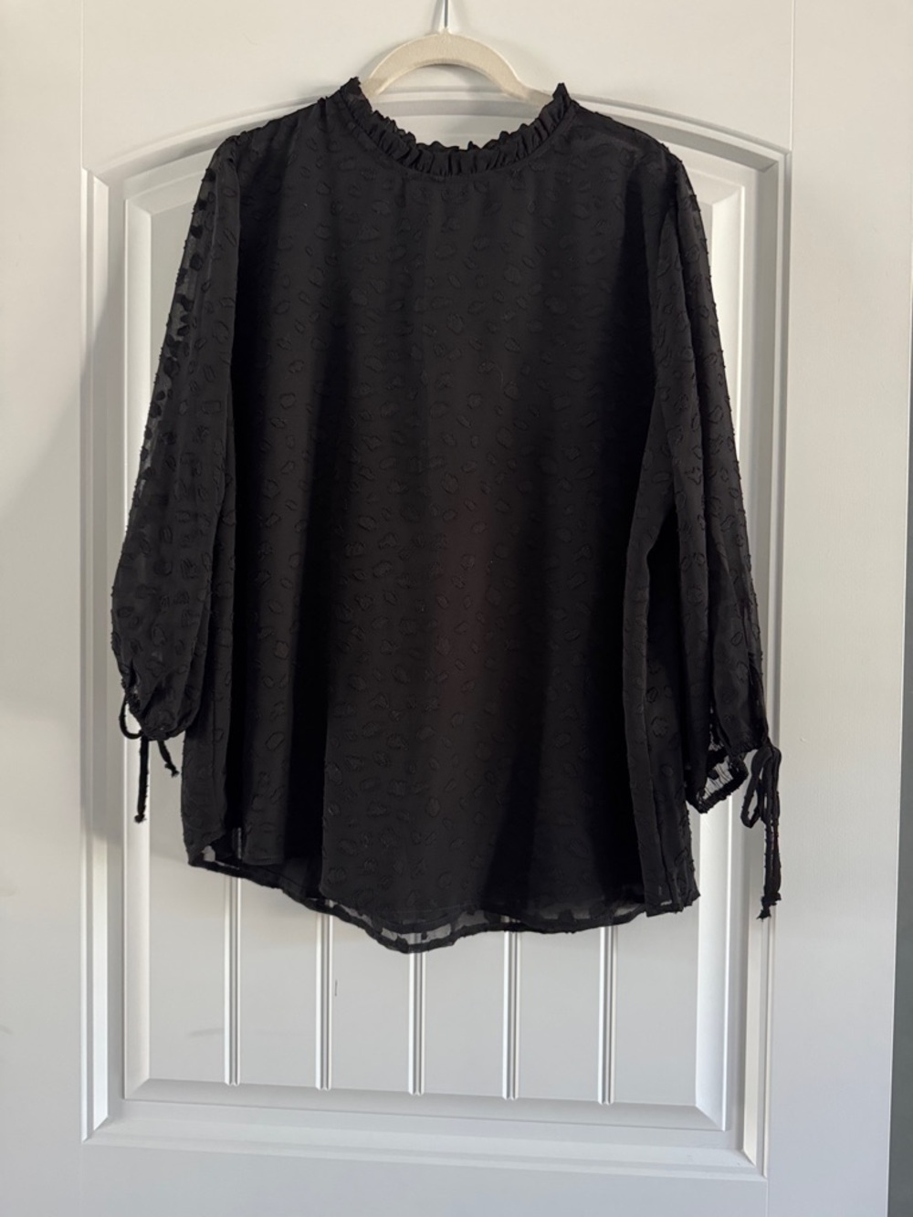 Papermoon Black Textured Long Sleeve Blouse